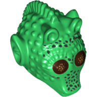 Tête de minifigurine spéciale, rodian avec des taches vert foncé et des yeux marron foncé motif imprimé (alliance fighter) (Minifig Head Special, Rodian with Dark Green Spots and Dark Brown Eyes Print (Alliance Fighter))