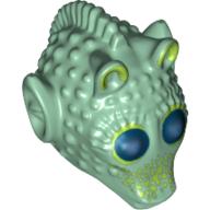 Tête de minifigurine Spécial, Rodian avec patchs vert clair et motif imprimé yeux bleu foncé (Wald) (Minifig Head Special, Rodian with Light Green Patches and Dark Blue Eyes Print (Wald))
