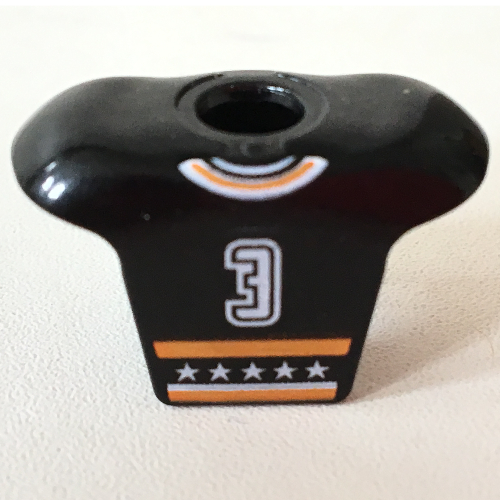 Armure de corps de hockey de sport de minifigurine avec le logo de nhl et le motif imprimé blanc de '3' (Minifig Neckwear Sports Hockey Body Armor with NHL Logo and White '3' Print)