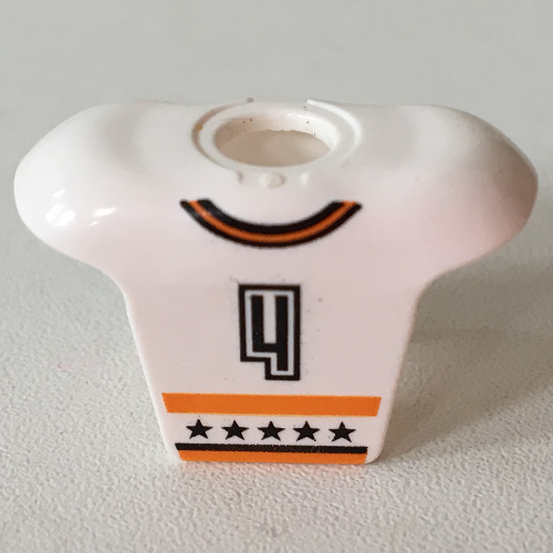 Armure de corps de hockey sport minifigurine avec logo nhl et motif imprimé noir '4' (Minifig Neckwear Sports Hockey Body Armor with NHL Logo and Black '4' Print)