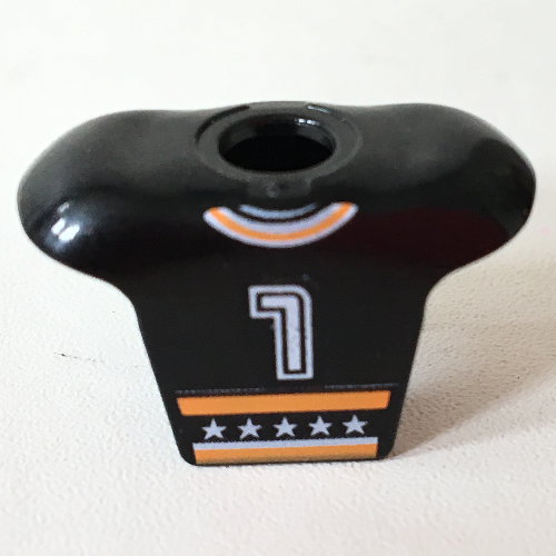 Armure de corps de hockey de sport de minifigurine avec le logo de nhl et le motif imprimé blanc de '7' (Minifig Neckwear Sports Hockey Body Armor with NHL Logo and White '7' Print)