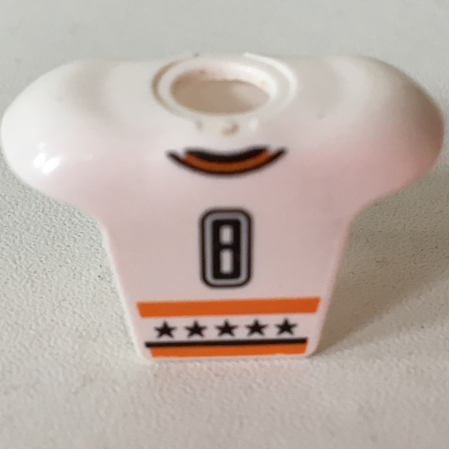 Armure de corps de hockey sport minifigurine avec logo nhl et motif imprimé noir '8' (Minifig Neckwear Sports Hockey Body Armor with NHL Logo and Black '8' Print)