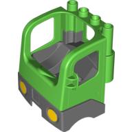 Visuel indicatif Rebrickable de Duplo camion semi-tracteur cabine avec base gris bleuté foncé et recyclage flèches motif imprimé (Duplo Truck Semi-Tractor Cab with Dark Bluish Gray Base and Recycling Arrows Print)