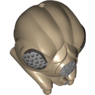 Tête de minifigurine Spécial, Baguette avec yeux gris clair, Motif imprimé bouche (Minifig Head Special, Gand with Light Bluish Gray Netting Eyes, Mouth Print)