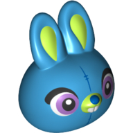 Tête de minifigurine Spécial, Lapin aux yeux de lavande, nez et oreilles de vert citron (Minifig Head Special, Bunny with Lavender Eyes, Lime Nose and Ears)