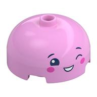 Visuel indicatif Rebrickable de Brique ronde Dôme 3 x 3 avec centre tenon avec visage, motif imprimé clignotant (Brick Round 3 x 3 Dome with Center Stud with Face, Winking Print)