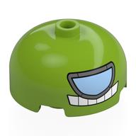 Visuel indicatif Rebrickable de Brique ronde Dôme 3 x 3 avec centre tenon avec visière argentée, lentille bleu clair brillant, motif imprimé de dents blanches (Brick Round 3 x 3 Dome with Center Stud with Silver Visor, Bright Light Blue Lens, White Teeth Print)