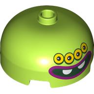 Visuel indicatif Rebrickable de Brique ronde Dôme 3 x 3 avec centre tenon avec visage à quatre yeux, grand sourire avec motif imprimé à deux dents (Brick Round 3 x 3 Dome with Center Stud with Face with Four Eyes, Big Smile with Two Teeth Print)