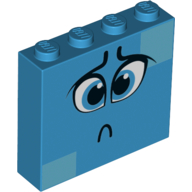 Visuel indicatif Rebrickable de Brique 1 x 4 x 3 avec visage triste, yeux bleus, carrés d'azur moyen (Brick 1 x 4 x 3 with Sad Face, Blue Eyes, Medium Azure Squares)