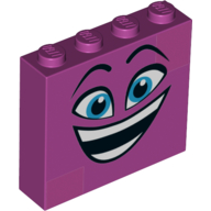 Visuel indicatif Rebrickable de Brique 1 x 4 x 3 avec visage heureux, bouche ouverte avec dents, motif imprimé yeux bleus (Brick 1 x 4 x 3 with Happy Face, Open Mouth with Teeth, Blue Eyes Print)