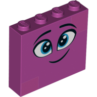 Visuel indicatif Rebrickable de Brique 1 x 4 x 3 avec visage, sourire, motif imprimé yeux bleus (Brick 1 x 4 x 3 with Face, Smile, Blue Eyes Print)