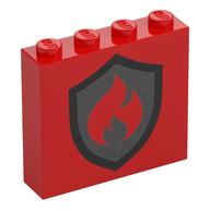 Visuel indicatif Rebrickable de Brique 1 x 4 x 3 avec feu logo motif imprimé (Brick 1 x 4 x 3 with Fire Logo Print)