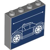 Visuel indicatif Rebrickable de Brique 1 x 4 x 3 avec des lignes bleues blanches sur fond bleu foncé motif imprimé (Brick 1 x 4 x 3 with White BluePrint Lines on Dark Blue Background Print)