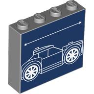 Visuel indicatif Rebrickable de Brique 1 x 4 x 3 avec des lignes bleues blanches sur fond bleu foncé motif imprimé (Brick 1 x 4 x 3 with White BluePrint Lines on Dark Blue Background Print)