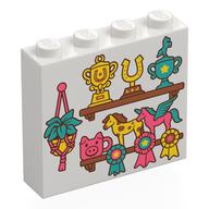 Visuel indicatif Rebrickable de Brique 1 x 4 x 3 avec trophées, chevaux, rubans, motif imprimé plante suspendue (Brick 1 x 4 x 3 with Trophies, Horses, Ribbons, Hanging Plant Print)