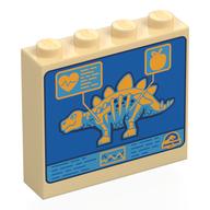 Visuel indicatif Rebrickable de Brique 1 x 4 x 3 avec écran d'ordinateur bleu, beige Stegosaurus Squelette motif imprimé (Brick 1 x 4 x 3 with Blue Computer Screen, Tan Stegosaurus Skeleton Print)