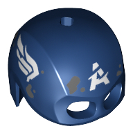 Casque / masque, trou supérieur, ailes blanches rayées, blanc 'A', taches de boue gris bleuté foncé motif imprimé (Captain America) (Helmet / Mask, Top Hole, Scratched White Wings, White 'A', Dark Bluish Grey Mud Spots Print (Captain America))