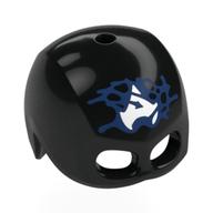 Visuel indicatif Rebrickable de Casque / masque, trou supérieur (Captain America) avec blanc 'a, sur fond bleu foncé, motif imprimé venimisé (Helmet / Mask, Top Hole (Captain America) with White 'A, on Dark Blue Field, Venomized Print)