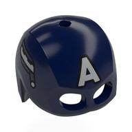 Casque / masque, trou supérieur, ailes mécaniques blanches, motif imprimé blanc 'A' (Captain America) (Helmet / Mask, Top Hole, White Mechanical Wings, White 'A' Print (Captain America))