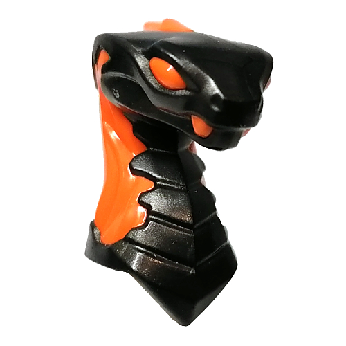 Tête de minifigurine Spécial, Serpent aux Flammes Oranges, yeux (Minifig Head Special, Snake with Orange Flames, Eyes)