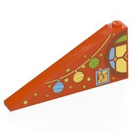 Visuel indicatif Rebrickable de Brique inclinée 25° 1 x 8 x 3 avec étoiles, guirlande, lapin et demi vitrail (Brick Sloped 25° 1 x 8 x 3 with Stars, Garland, Bunny and Half Stained Glass Round Window Print)