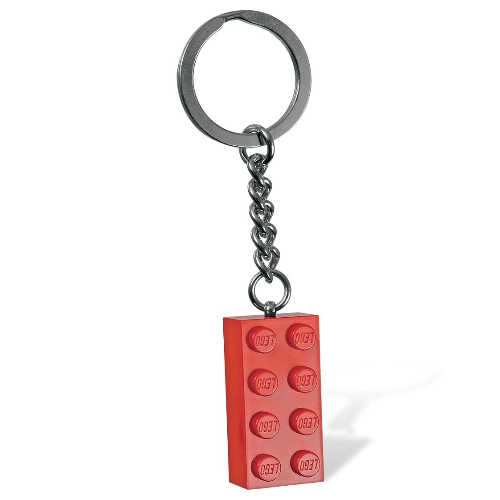 Porte-clés, chaîne chromée et anneau avec 2 x 4 brique (Key Chain, Chrome Chain and Ring with 2 x 4 Brick)