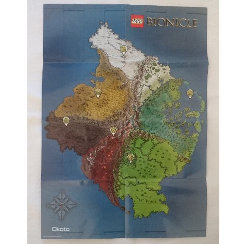 Visuel indicatif Rebrickable de Affiche, Bionicle, Carte des Masques Okoto / Bionicle - double face (Poster, Bionicle, Map of Okoto / Bionicle Masks - Double-Sided)