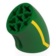 Visuel indicatif Rebrickable de Brique ronde 3 x 3 d. tube avec 45 ° coude et des trous d'axe (trous) à chaque extrémité avec motif imprimé en ligne jaune (Brick Round 3 x 3 D. Tube with 45° Elbow and Axle Holes (Crossholes) at Each End with Yellow Line Print)