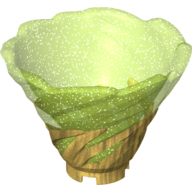 Visuel indicatif Rebrickable de Cône inverse, toupie, avec des paillettes marbrées motif vert transparent-brillant (Cone Reverse, Spinner, with Marbled Glitter Trans-Bright Green Pattern)