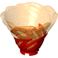 Visuel indicatif Rebrickable de Cône inverse, toupie, avec des paillettes marbrées motif orange · transparent (Cone Reverse, Spinner, with Marbled Glitter Trans-Orange Pattern)