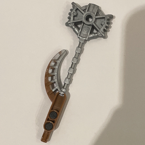 Visuel indicatif Rebrickable de Grande figurine Hordika griffe Club avec bout flexible en argent plat, aimant (Large Figure Weapon Hordika Claw Club with Flat Silver Flexible End, Magnet)