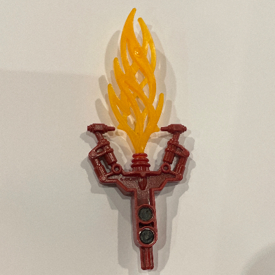 Visuel indicatif Rebrickable de Grande griffe de blazer d'arme de figurine Hordika avec l'extrémité flexible lumineuse de flamme d'orange clair, aimant (Large Figure Weapon Hordika Blazer Claw with Bright Light Orange Flexible Flame End, Magnet)