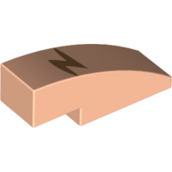 Visuel indicatif Rebrickable de Brique incurvée 3 x 1 sans tenons avec éclair / motif imprimé de cicatrice Harry Potter (Brick Curved 3 x 1 No Studs with Lightning Bolt / Harry Potter Scar Print)