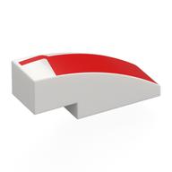 Visuel indicatif Rebrickable de Brique incurvée 3 x 1 sans tenons avec motif imprimé de forme rouge (Brick Curved 3 x 1 No Studs with Red Shape Print)
