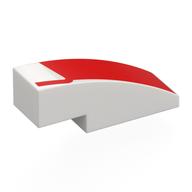 Visuel indicatif Rebrickable de Brique incurvée 3 x 1 sans tenons avec motif imprimé de forme rouge (Brick Curved 3 x 1 No Studs with Red Shape Print)