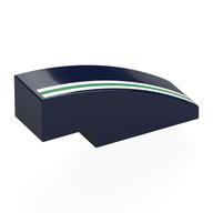 Visuel indicatif Rebrickable de Brique courbée 3 x 1 Non tenons avec motif imprimé blanc/vert/blanc (Brick Curved 3 x 1 No Studs with White/Green/White Stripes Print)