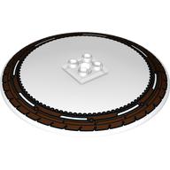 Visuel indicatif Rebrickable de Plat 10 x 10 inversé (Radar) avec motif imprimé Roue / Pneu (Dish 10 x 10 Inverted (Radar) with Wheel / Tire Print)