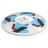 Visuel indicatif Rebrickable de Plat 10 x 10 inversé avec motif imprimé noir/corail/azur moyen (Dish 10 x 10 Inverted with Black/Coral/Medium Azure Repeating Shapes Print)
