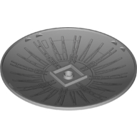 Visuel indicatif Rebrickable de Plat 10 x 10 inversé (radar) avec rayons rayonnants motif imprimé sur le côté convexe (Dish 10 x 10 Inverted (Radar) with Radiating Spokes Print on Convex Side)