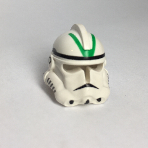 Casque clone trooper phase 2, devant ouvert, motif imprimé rayures vertes (Helmet Clone Trooper Phase 2, Open Front, Green Stripes Print)