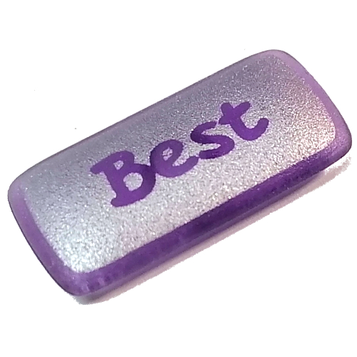 Visuel indicatif Rebrickable de Icône Clikits, rectangle 3l avec connecteur, motif imprimé argent 'Best' (Clikits Icon, Rectangle 3L with Pin, Silver 'Best' Print)