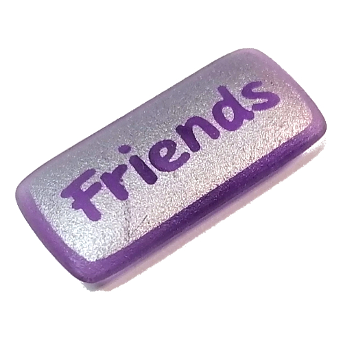 Visuel indicatif Rebrickable de Icône Clikits, rectangle 3l avec connecteur, motif imprimé argent 'Friends' (Clikits Icon, Rectangle 3L with Pin, Silver 'Friends' Print)