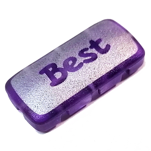 Visuel indicatif Rebrickable de Icône Clikits, rectangle 3l avec trou, motif imprimé argent 'Best' (Clikits Icon, Rectangle 3L with Hole, Silver 'Best' Print)