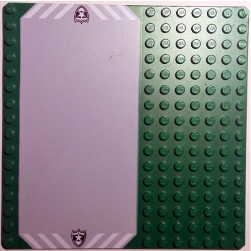 Visuel indicatif Rebrickable de Plaque de base 16 x 16 Route / Allée avec insigne d'étoile blanc de police imprimé (Baseplate 16 x 16 Road / Driveway with Police White Star Badge Print)