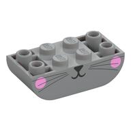 Visuel indicatif Rebrickable de Brique courbée inversée 2 x 4 double, visage animal, joues rose vif motif imprimé (Brick Curved Inverted 2 x 4 Double, Animal Face, Bright Pink Cheeks Print)