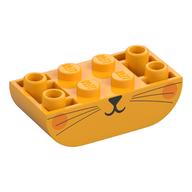 Visuel indicatif Rebrickable de Brique courbée inversée 2 x 4 double, visage de chat, motif imprimé joues orange foncé (Brick Curved Inverted 2 x 4 Double, Cat Face, Dark Orange Cheeks Print)