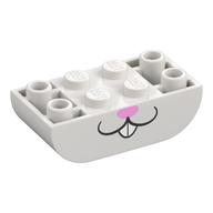 Visuel indicatif Rebrickable de Brique courbe inversée 2 x 4 double, visage de lapin, rose vif Nez motif imprimé (Brick Curved Inverted 2 x 4 Double, Rabbit Face, Bright Pink Nose Print)