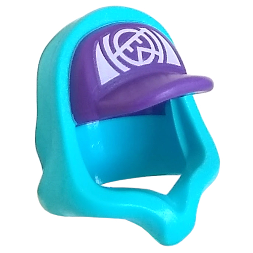 Visuel indicatif Rebrickable de Capuchon sur casquette Violet foncé, blanc Symbole imprimé (Hood over Cap Dark Purple, White Symbol Print)