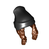 Visuel indicatif Rebrickable de Cheveux et chapeau, Deux tresses et bonnet, Motif noir (Hair and Hat, Two Braids and Beanie, Black Pattern)