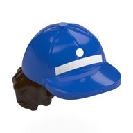 Cheveux et chapeau, chapeau avec bande blanche, point et cheveux bouclés brun foncé (Hair and Hat, Cap with White Stripe, Dot and Dark Brown Curly Hair)